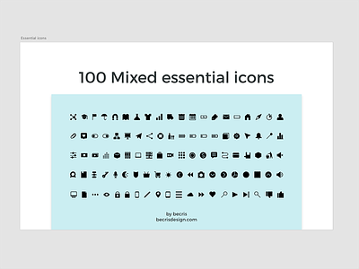 Free 100 Mixed essential icons for Adobe Xd