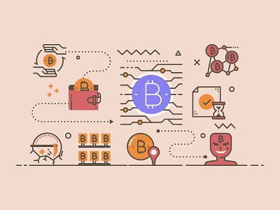 Cryptocurrency Illustration blockchain business concept cryptocurrency digital finance flat design icon illustration line money ui