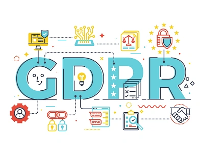 GDPR Lettering data eu gdpr general icon illustration law lettering protection regulation security word