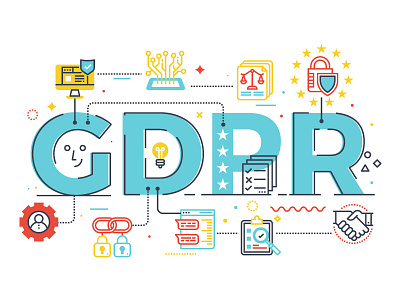 GDPR Lettering data eu gdpr general icon illustration law lettering protection regulation security word