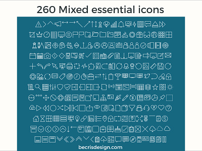 Free 260 Mixed Essential Icons for Adobe Xd