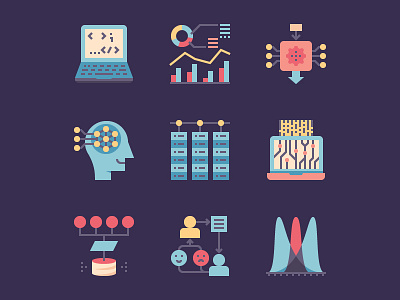 Data science icons data analysis data science flat icons