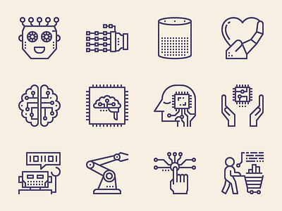 Artificial intelligence line icons artificial intelligence icon illustration line outline technology icons ui vector