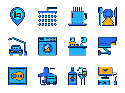 Hotel facilities icons by Becris on Dribbble