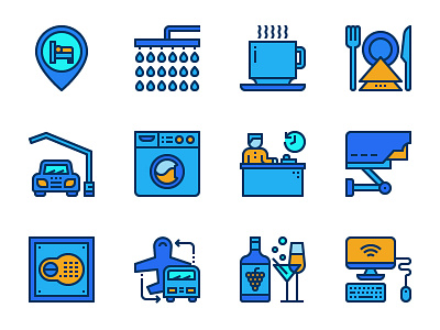 Hotel facilities icons airport bar facilities hostel hotel icon icon design line motel outline parking reception