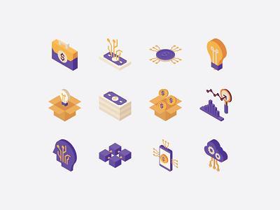 Fintech isometric icons