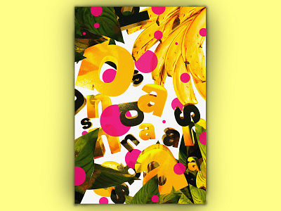 bananas 3d adobe banana bananas c4d cgi cinema 4d color design fruit illustration leaves photoshop pink poster poster design rainbow rgb tropical typography