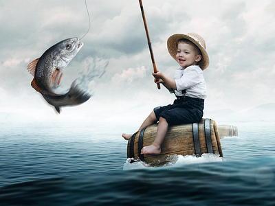 Baby Fishing baby digital imaging fishing manipulation photoshop