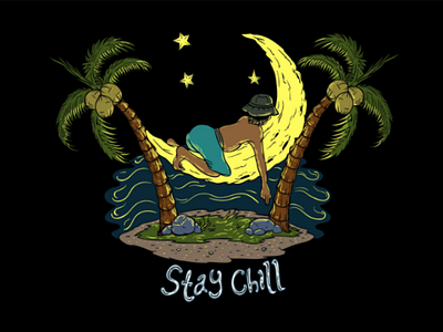 Stay chill on moon design2020 designdigital designillustrator designtshirt digitalart drawingdigital staychill