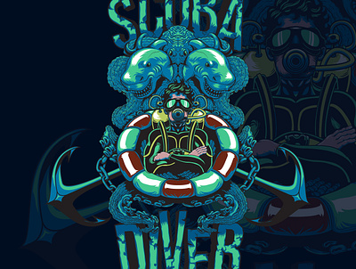 Scuba diver artwork branding concept design design2020 designlogo designtshirt digitalart drawing illustration