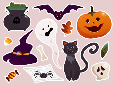 Halloween🎃 2d flat halloween halloween monsters halloween stickers illustration vector