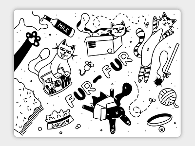 Doodle cats🐈 2d cartoon style cats doodle doodle cats doodle composition doodle style flat illustration vector web illustration