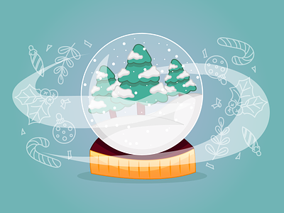 snow globe❄️ 2d cartoon style christmas flat illustration snow snowglobe vector winter