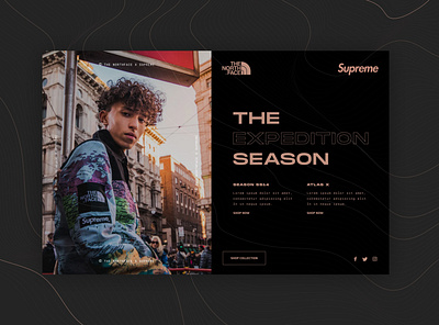 Northface x Supreme concept dark ecommerce fashion figma lifestyle lookbook modern northface shop supreme travel ui uidesign uiux ux ux design uxdesign uxui webdesign