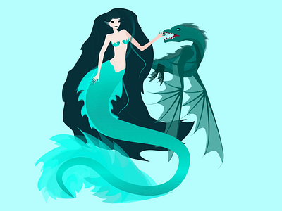 Mermaid animal animation creature danger fantasy friendship mermaid ocean vector water dragon