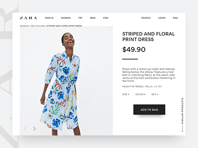 Zara Design Concept design concept ecommerce fashion product details page visual design web design