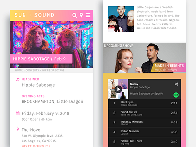 Music Web Design concert app entertainment event app event promoter festival app gradient background mobile responsive music music web design music website ui design web design