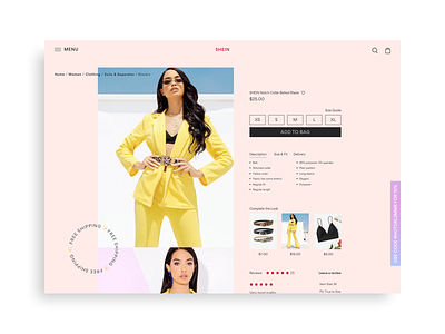 Fashion Ecommerce Product Detail Page cool design concept desktop ecommerce ecommerce app ecommerce design exploration fashion fashion brand gradient landing page layout modern pink product design shein ui design ux design visual design web design