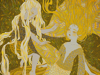 Golden whisper girl gold illustration
