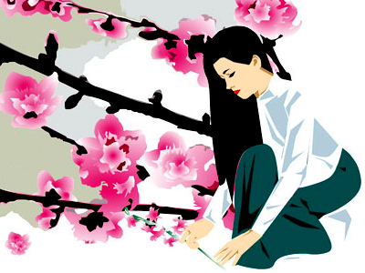Cherry Blossom Illustration asian illustration
