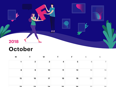 Illustration for a Studio Calendar calendar design designstudio drawing gradients hello illustration