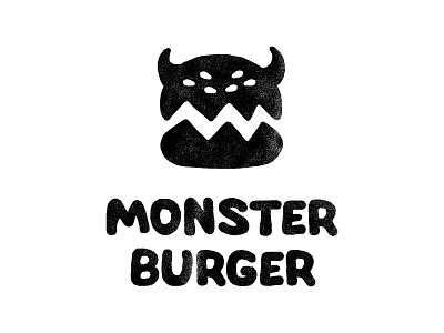 Monster burger logo design brand branding burger burgers character design fast food food for sale hamburger illustration logo logomark logotype minimal monster monster burger restaurant simple typography