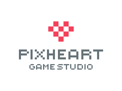 Pixheart game studio 16bit 8 bit arcade brand design fun game gamer gaming heart icon logo logomark logotype minimal pixel pixel art pixelart retro studio