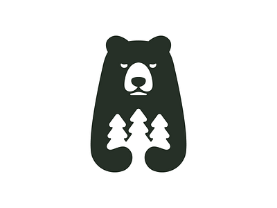Bear and forest anima bear brand creative design forest graphic design grizzly icon logo logodesign logotype mascot minimal nature negative space pine simple tree zoo