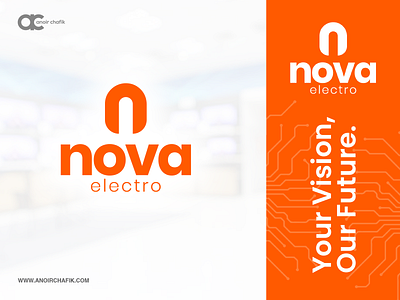 Nova electro animation anoirchafik brand branding casablanca creative design electrologo electroniclogo lettren logo logodesigner marrakech morocco n orangelogo