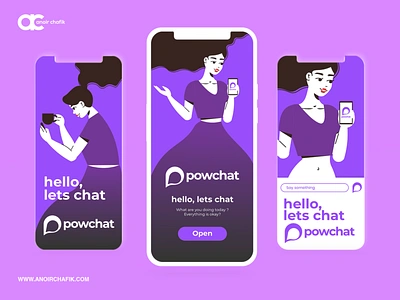 Powchat — Logo & App design animation anoirchafik app design appchat application brand branding casablanca creation creative design freelancer graphic design illustration logo logoforsale marrakech morocco motion graphics ui