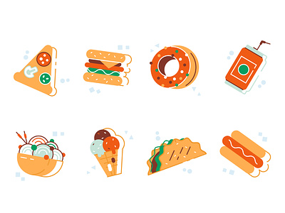 Fast food icons set