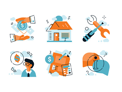 Financial and mortage broker icons set application broker business design documents editable finance flat hand house icon icons illustration logo mortage speech bubble tools ui ux vector