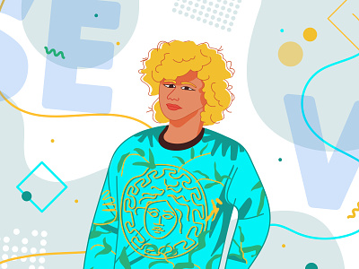 Birthday portrait abstract banner blond boy character cute design fashion flat handsome illustration male man portrait schoolboy teenager trendy vector versace young