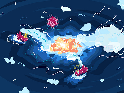 The Gulf of Mexico Was on Fire. Eye of fire. Fiery eye catastrophe design disaster eye eyeoffire fiery eye flat gas gulf illustration isometric isometry man made man made disaster mexico ocean oil platform sea vector yucatan