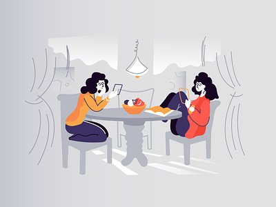 Sisters 3d adorable background character chatting communication cute design female flat girl girls graphic design illustration people phone room vector woman women