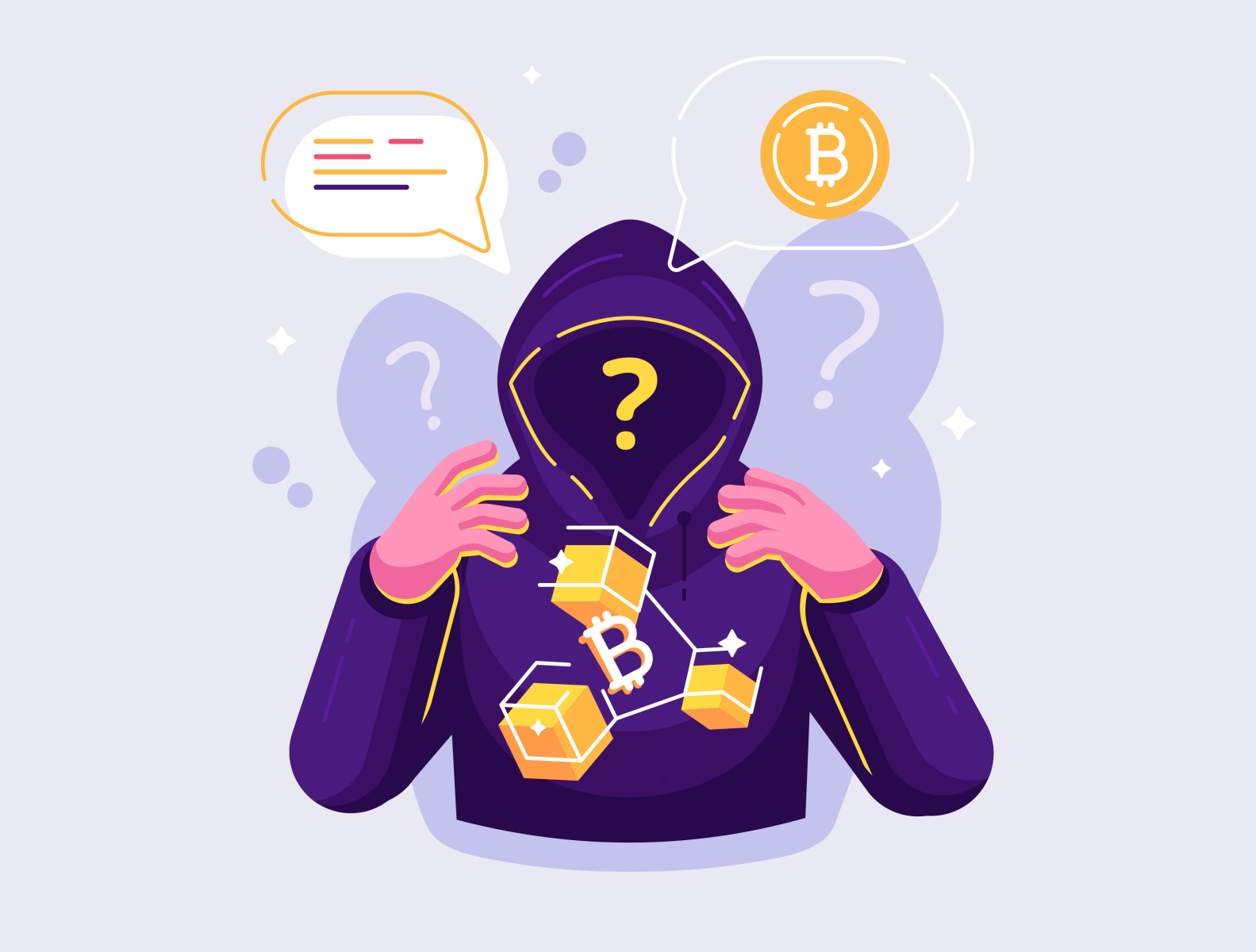 Satoshi Nakamoto - person or persons who developed bitcoin 3d anonymous bitcoin blockchain character cracker cryptocurrency design digital flat illustration money person satoshi nakamoto vector
