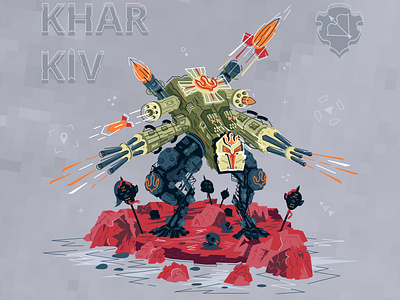 defenders of kharkiv. russia started a war in ukraine army art artist cartoon character design drone flat illustration kharkiv military nft orc robot robotic soldier transformer ukraine vector war