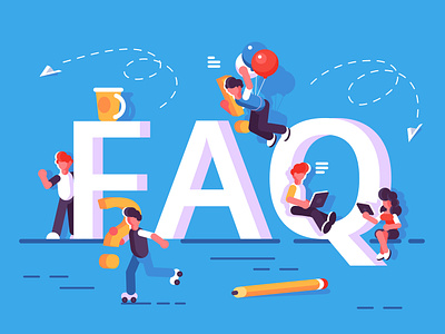 FAQ answer big letter business business people character chat communication customer design faq flat frequently asked questions illustration office people query question solution team vector