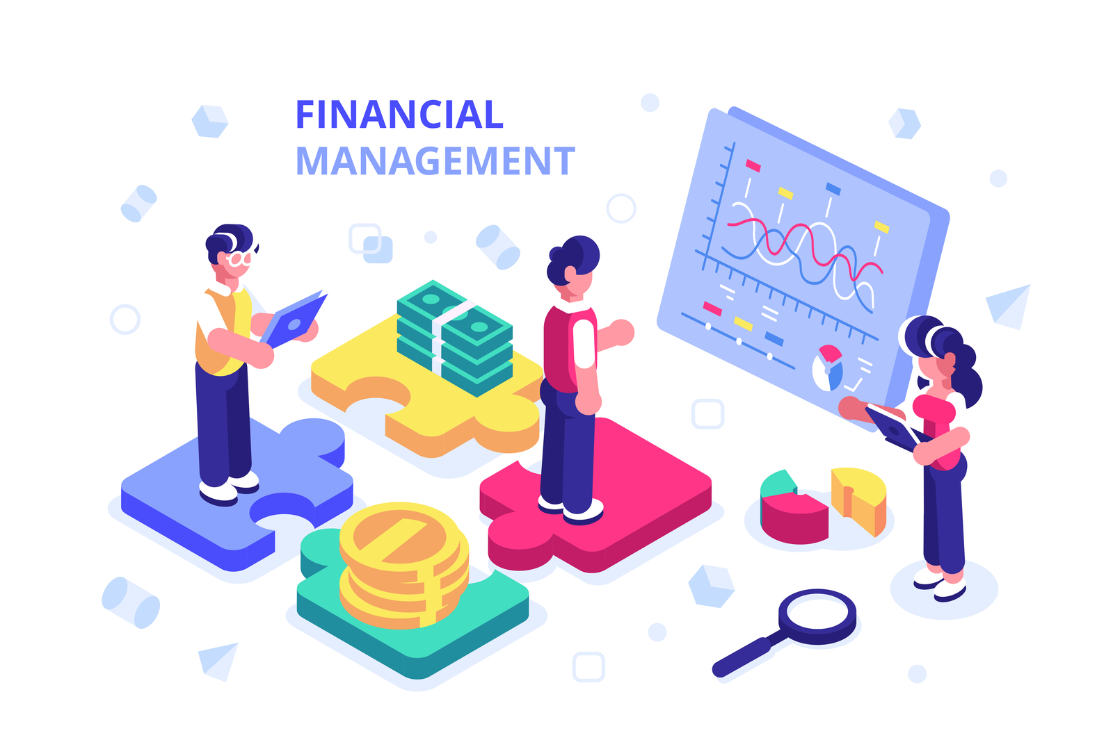 Financial management analysis banking budget business business people character chatting consulting design diagram finance flat illustration investment isometric office people team teamwork vector