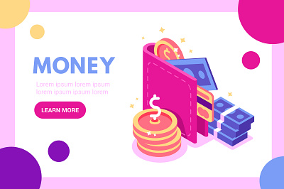 Money concept app bank business buy cash coin commerce credit card crypto deposit design economy finance flat illustration money payment vector wallet web page