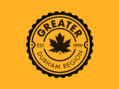 Greater Durham Region canada cog logo maple leaf northink stamp union