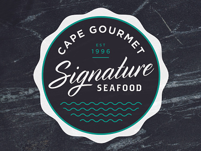 Cape Gourmet Signature Seafood Logo Design black black and white branding cape gourmet design graphic design identity logo logo design seafood seal waves