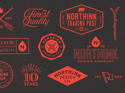 Northink 10 Year Anniversary Various Icons anniversary branding campfire canada durham region illustration logo north northink pattern toronto wood