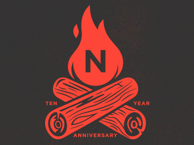 Northink 10 Year Anniversary Logo anniversary branding campfire canada durham region fire illustration logo north northink toronto wood