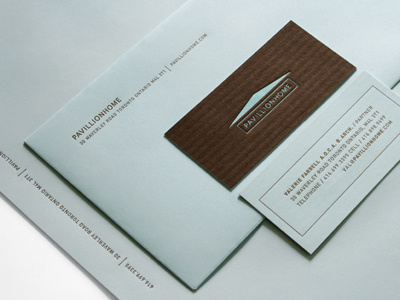 Pavillionhome blue branding brown business cards letterpress logo pavillionhome stationery