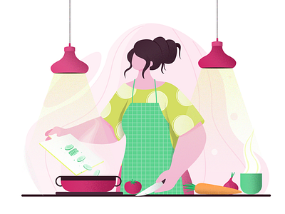 cooking character design colors concept design digital flat vector girl illustration vector