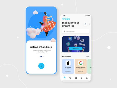 Job finding app app design design experience design ui uiux user interface design ux