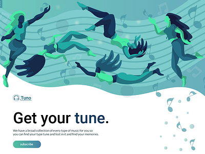 lost in music flat vector girl hair. illustration landing page music tune