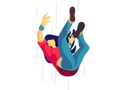 Falling falling. flat vector girl illustration