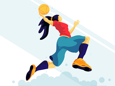 goal flat vector football girl illustration jump